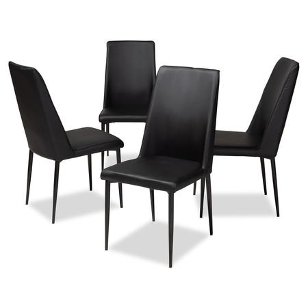 BAXTON STUDIO Chandelle Modern Black Faux Leather Upholstered Dining Chair 146-8792